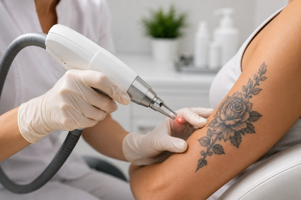 Professionele laserbehandeling voor het veilig verwijderen van een tattoo in een klinische praktijk